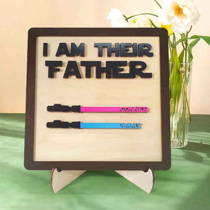 Custom Wooden Lightsaber Plaque - Personalised I Am Their Father Sign - Gifts for Dad