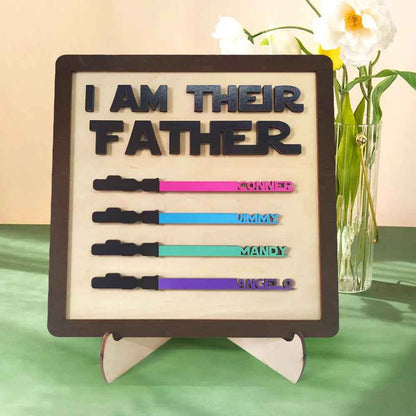 Custom Wooden Lightsaber Plaque - Personalised I Am Their Father Sign - Gifts for Dad
