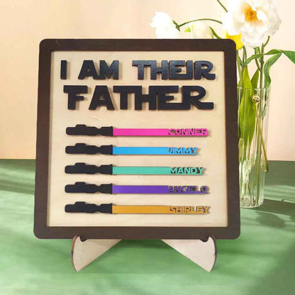 Custom Wooden Lightsaber Plaque - Personalised I Am Their Father Sign - Gifts for Dad