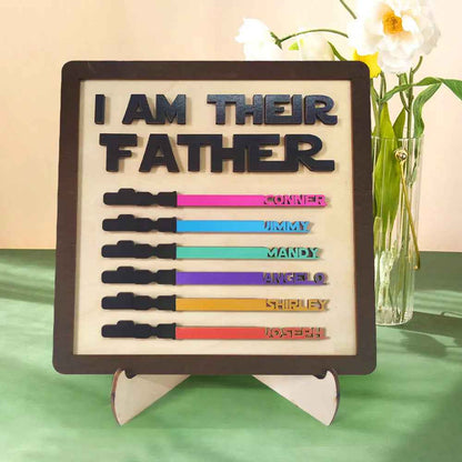 Custom Wooden Lightsaber Plaque - Personalised I Am Their Father Sign - Gifts for Dad