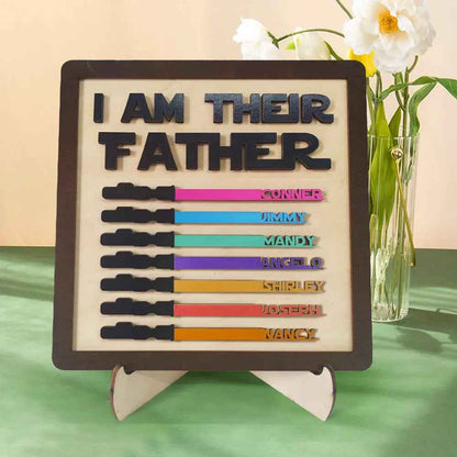 Custom Wooden Lightsaber Plaque - Personalised I Am Their Father Sign - Gifts for Dad