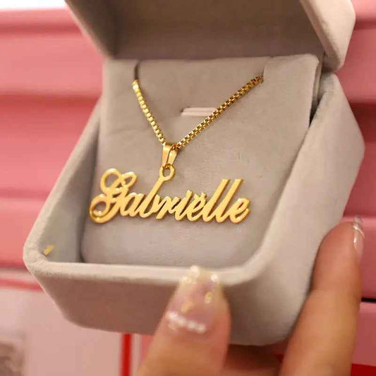 Customisable Name Plate Necklace - Stainless Steel Name Pendant - Custom Name Necklace