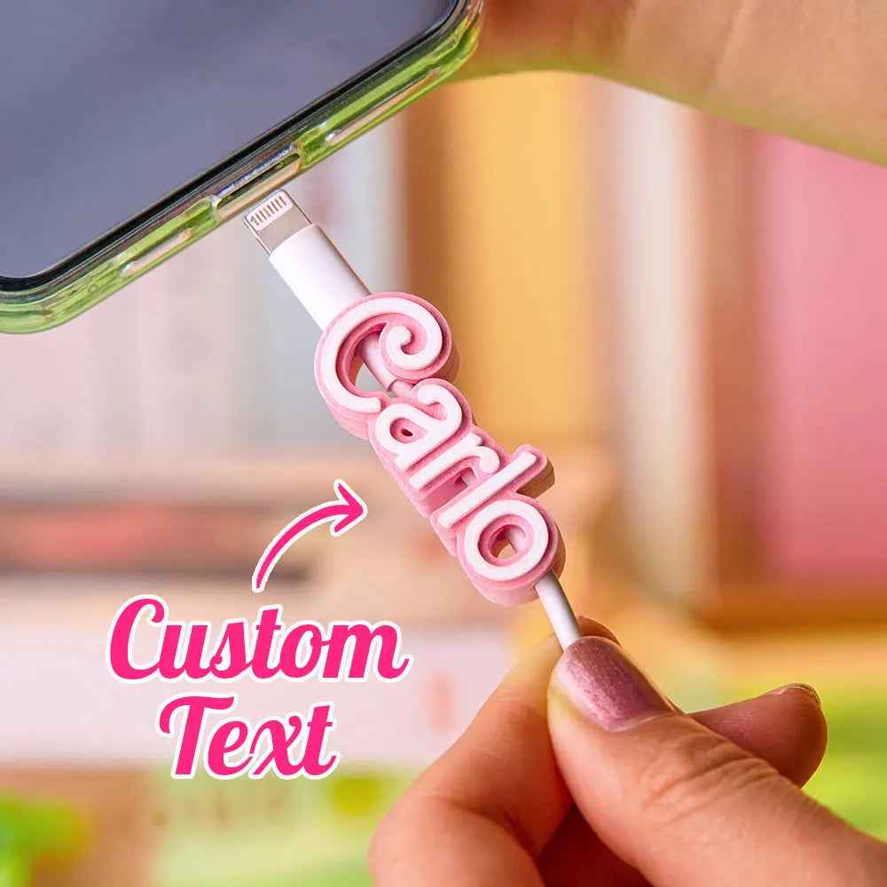 Customised 3D Print Name Cable Holder Gift for Friend Family Mobile Phone Accessory