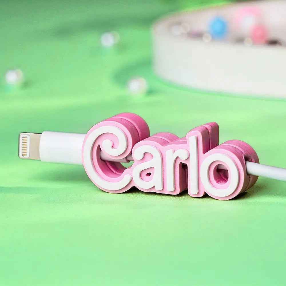 Customised 3D Print Name Cable Holder Gift for Friend Family Mobile Phone Accessory