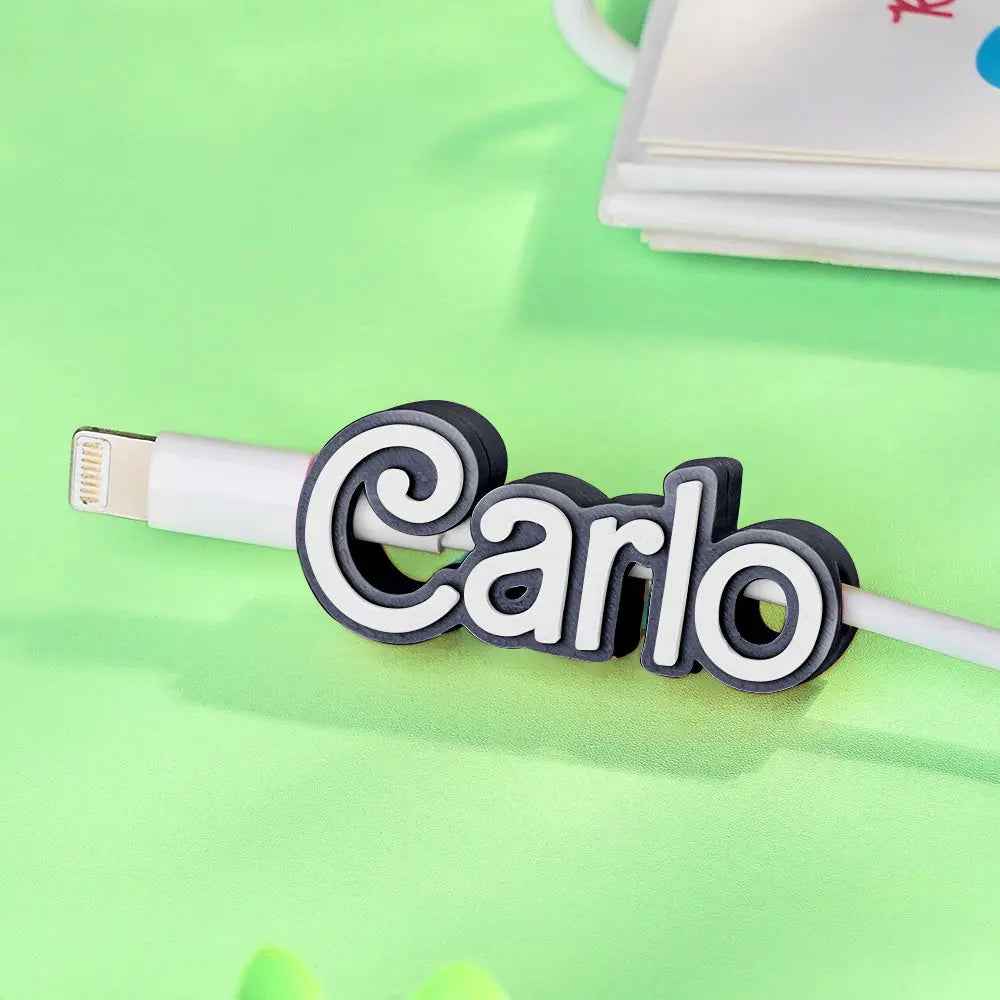 Customised 3D Print Name Cable Holder Gift for Friend Family Mobile Phone Accessory