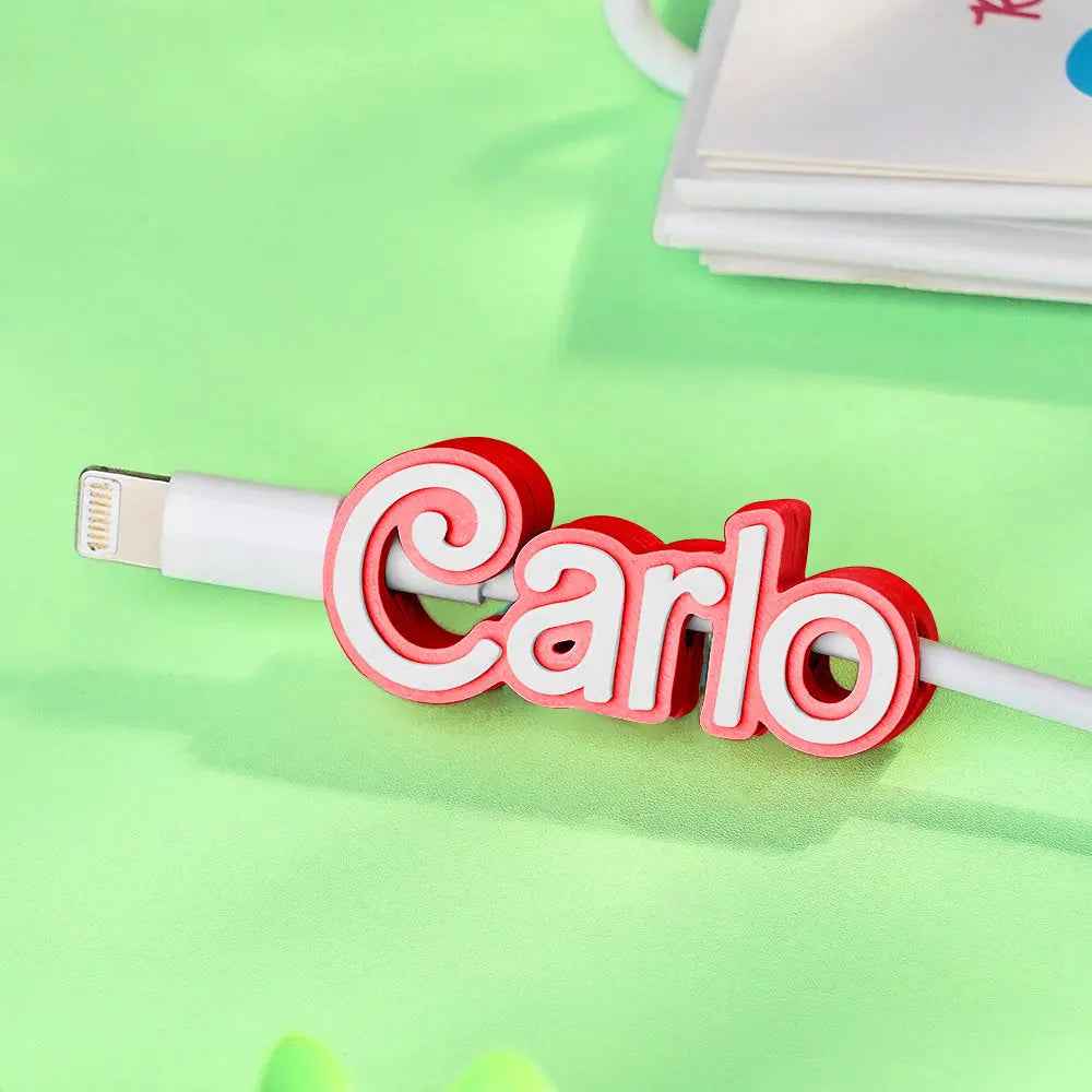 Customised 3D Print Name Cable Holder Gift for Friend Family Mobile Phone Accessory