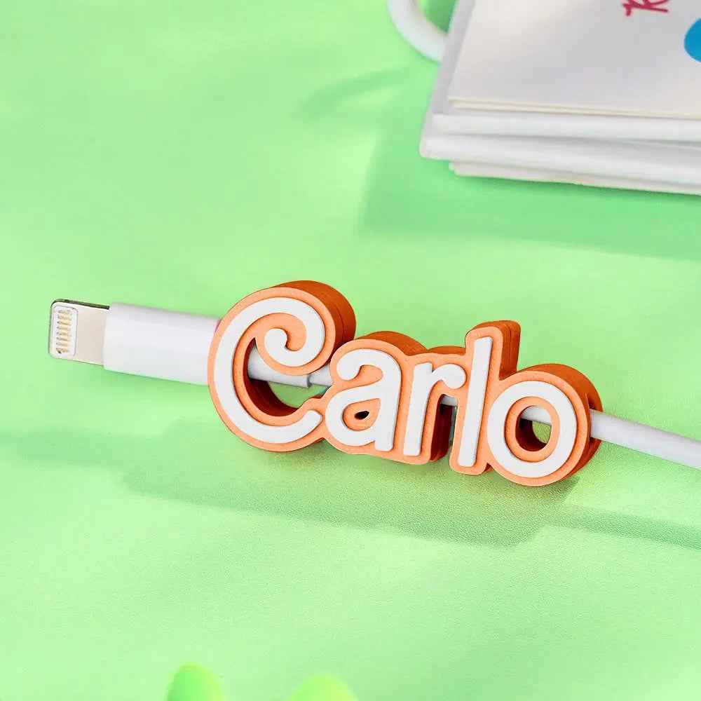 Customised 3D Print Name Cable Holder Gift for Friend Family Mobile Phone Accessory
