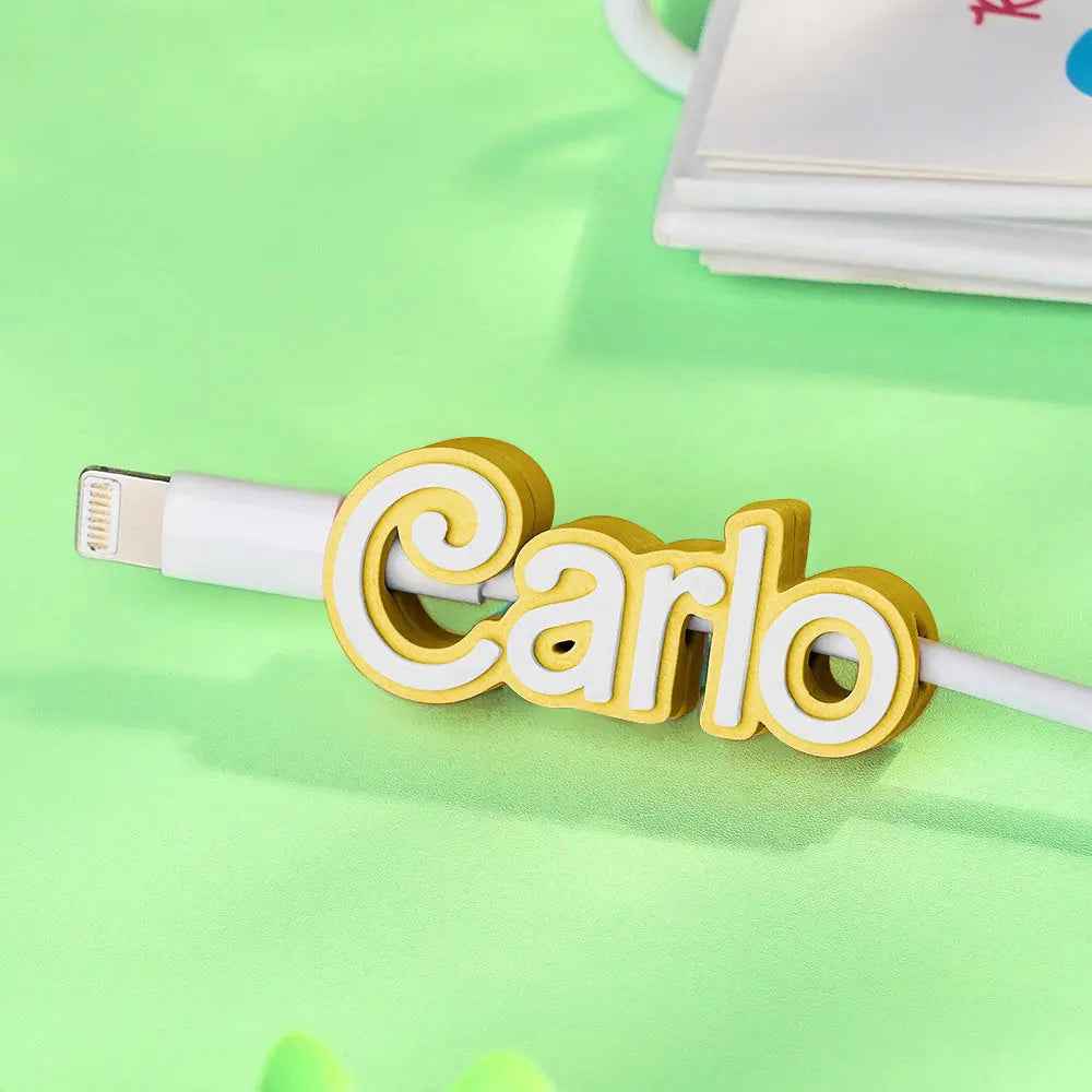 Customised 3D Print Name Cable Holder Gift for Friend Family Mobile Phone Accessory