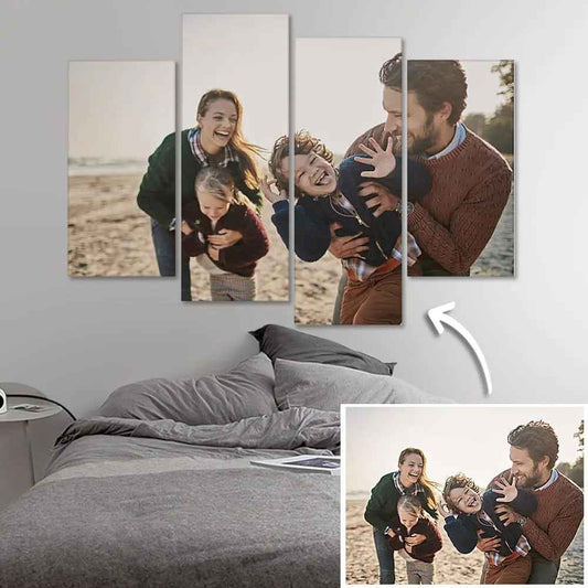 Customised 4 Piece Photo Oil Painting Canvas Art Wall Decor Frameless Personalised Art