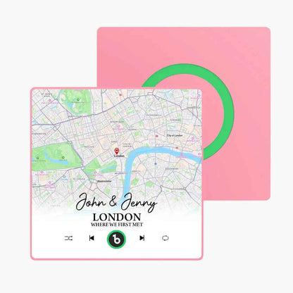 Customised Map Fridge Magnet - FridgeBeats Framed Design with Personalised Text 4.0 Upgrade