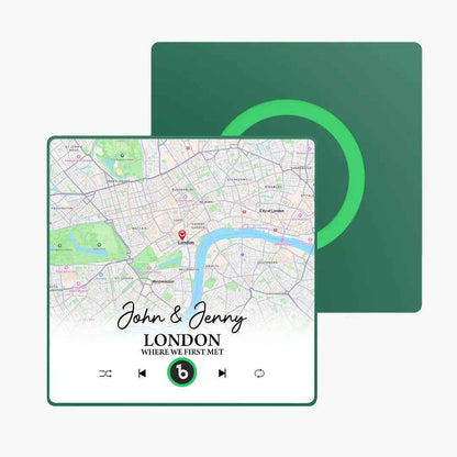 Customised Map Fridge Magnet - FridgeBeats Framed Design with Personalised Text 4.0 Upgrade