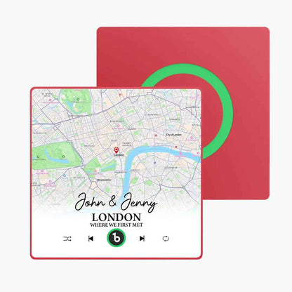 Customised Map Fridge Magnet - FridgeBeats Framed Design with Personalised Text 4.0 Upgrade