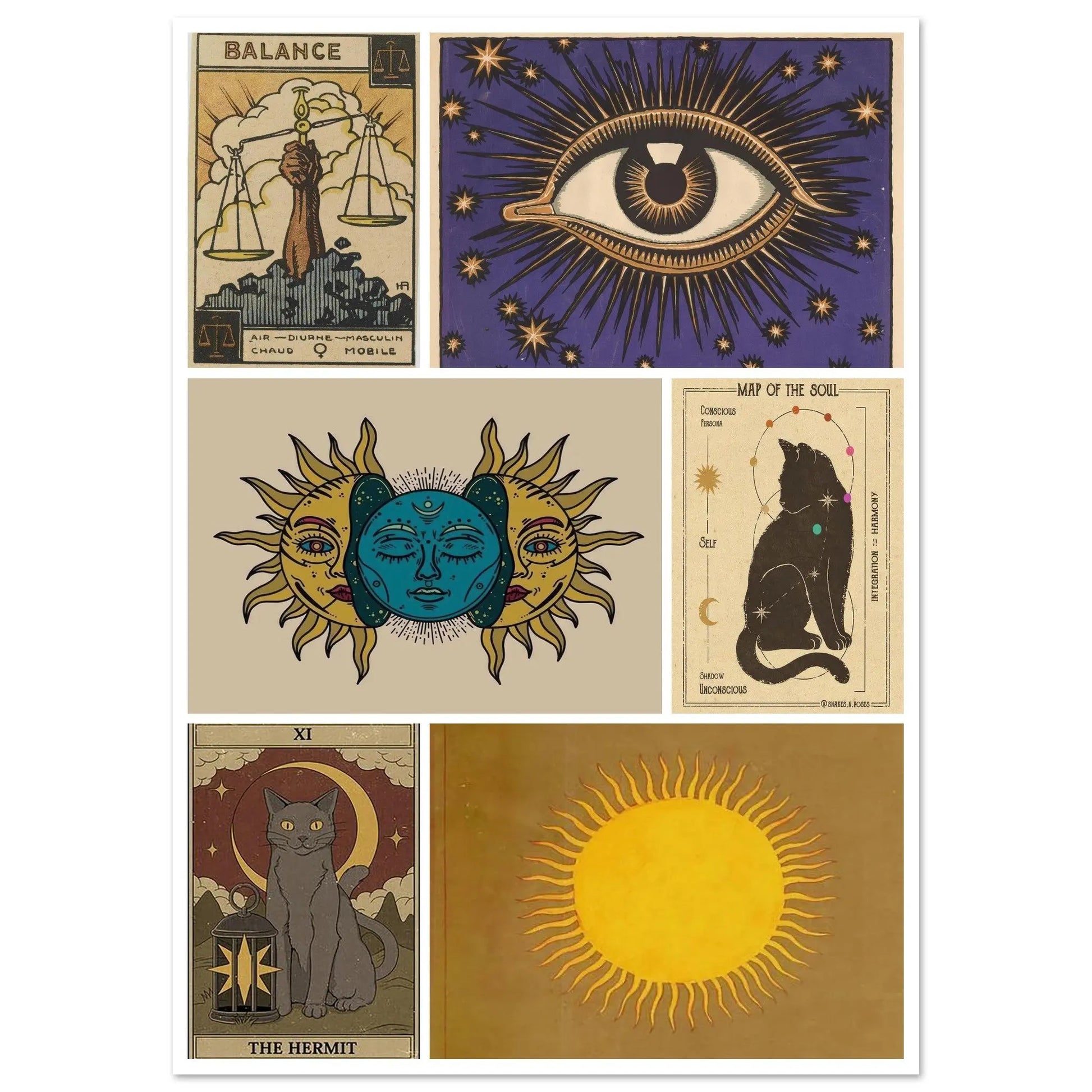Mystical wall art, Celestial-themed posters, Premium matte paper artwork, Bohemian decor posters, Tarot and astrology-inspired art, Esoteric wall decor
