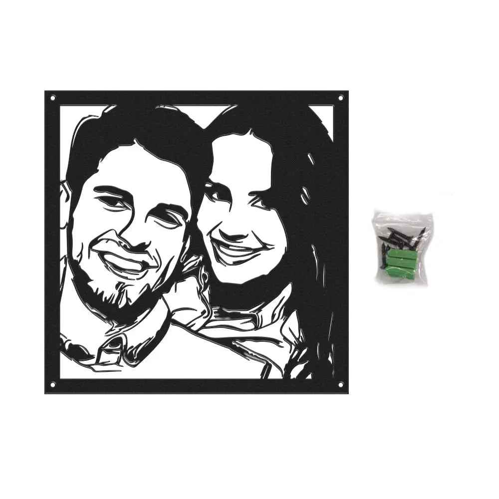 Personalised Couple Photo LED Wall Art - Custom Portrait Metal Decor Gift for Partner/Family/Friends