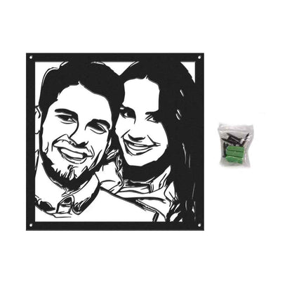 Personalised Couple Photo LED Wall Art - Custom Portrait Metal Decor Gift for Partner/Family/Friends