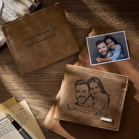 Personalised Engraved Photo Wallet - Custom Gift for Men - Unique Gift