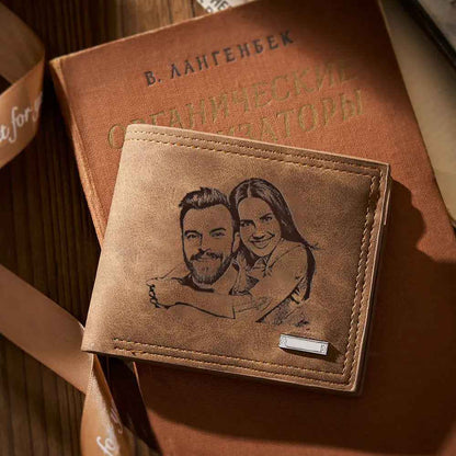 Personalised Engraved Photo Wallet - Custom Gift for Men - Unique Gift