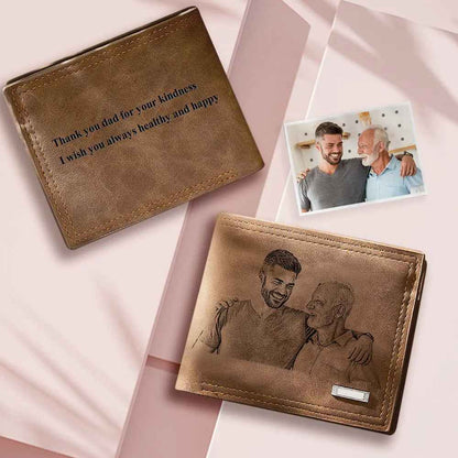 Personalised Engraved Photo Wallet - Custom Gift for Men - Unique Gift