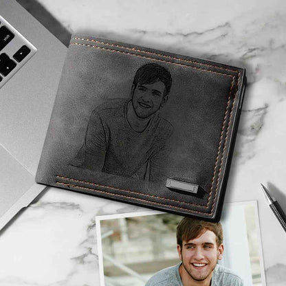 Personalised Engraved Photo Wallet - Custom Gift for Men - Unique Gift