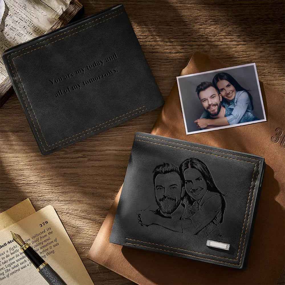 Personalised Engraved Photo Wallet - Custom Gift for Men - Unique Gift