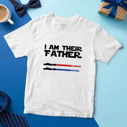 Personalised I Am Their Father T-shirt Custom Name Lightsaber T-shirt Father's Day Gifts