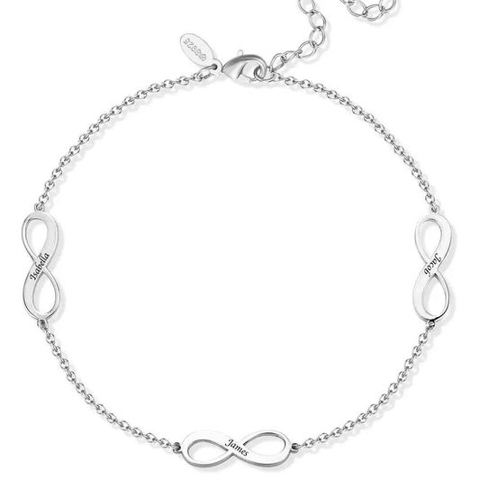 Personalised Infinity Anklet - Custom Engraved 925 Sterling Silver Name Bracelet