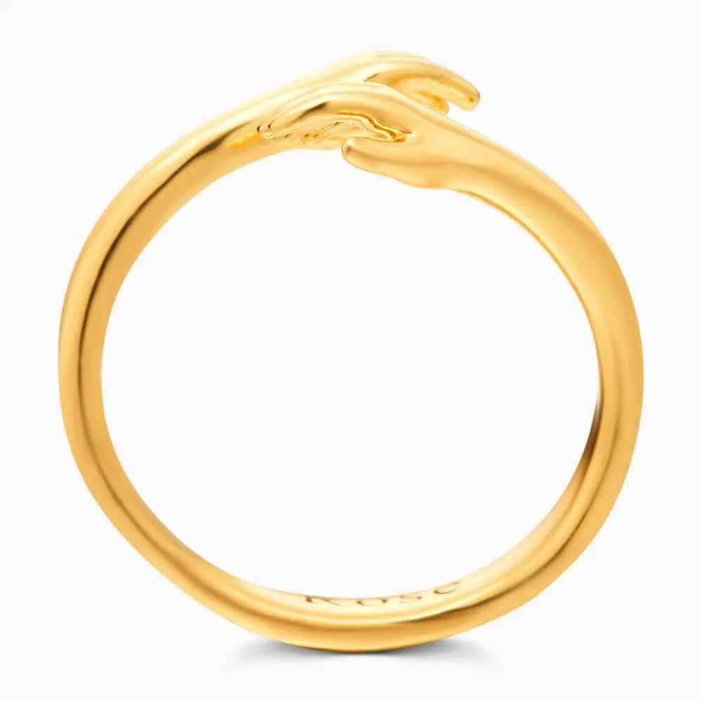 Personalised Name Ring - Custom Name Engraved Hugging Hands Open Ring