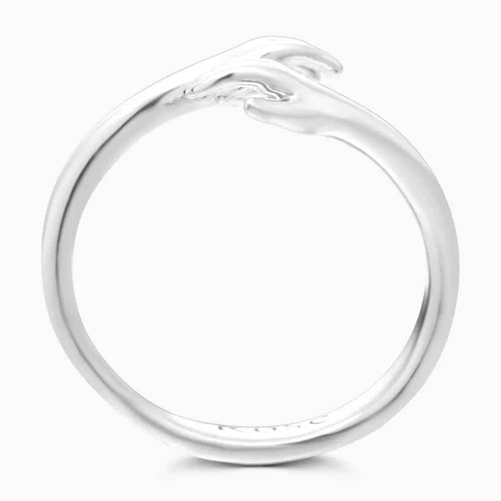 Personalised Name Ring - Custom Name Engraved Hugging Hands Open Ring