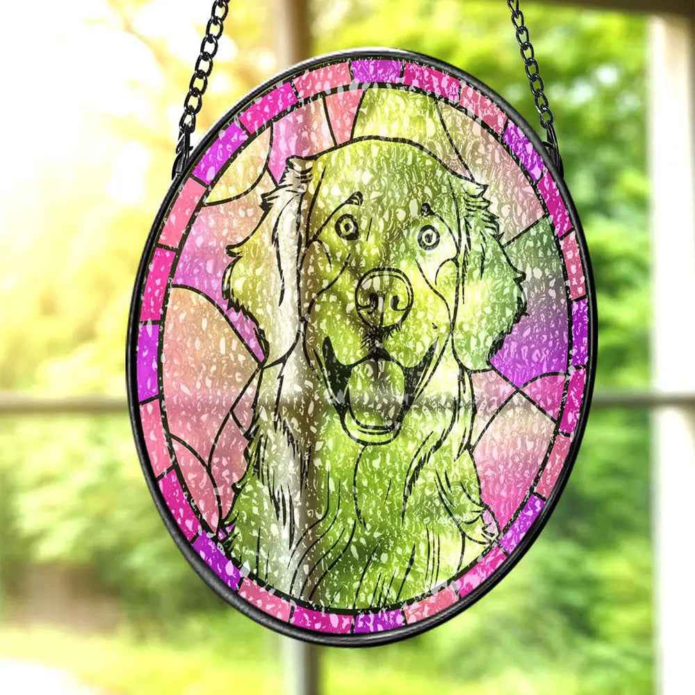 Personalised Pet Portrait Suncatcher - Stained Glass Remembrance Gift for Pet Lovers