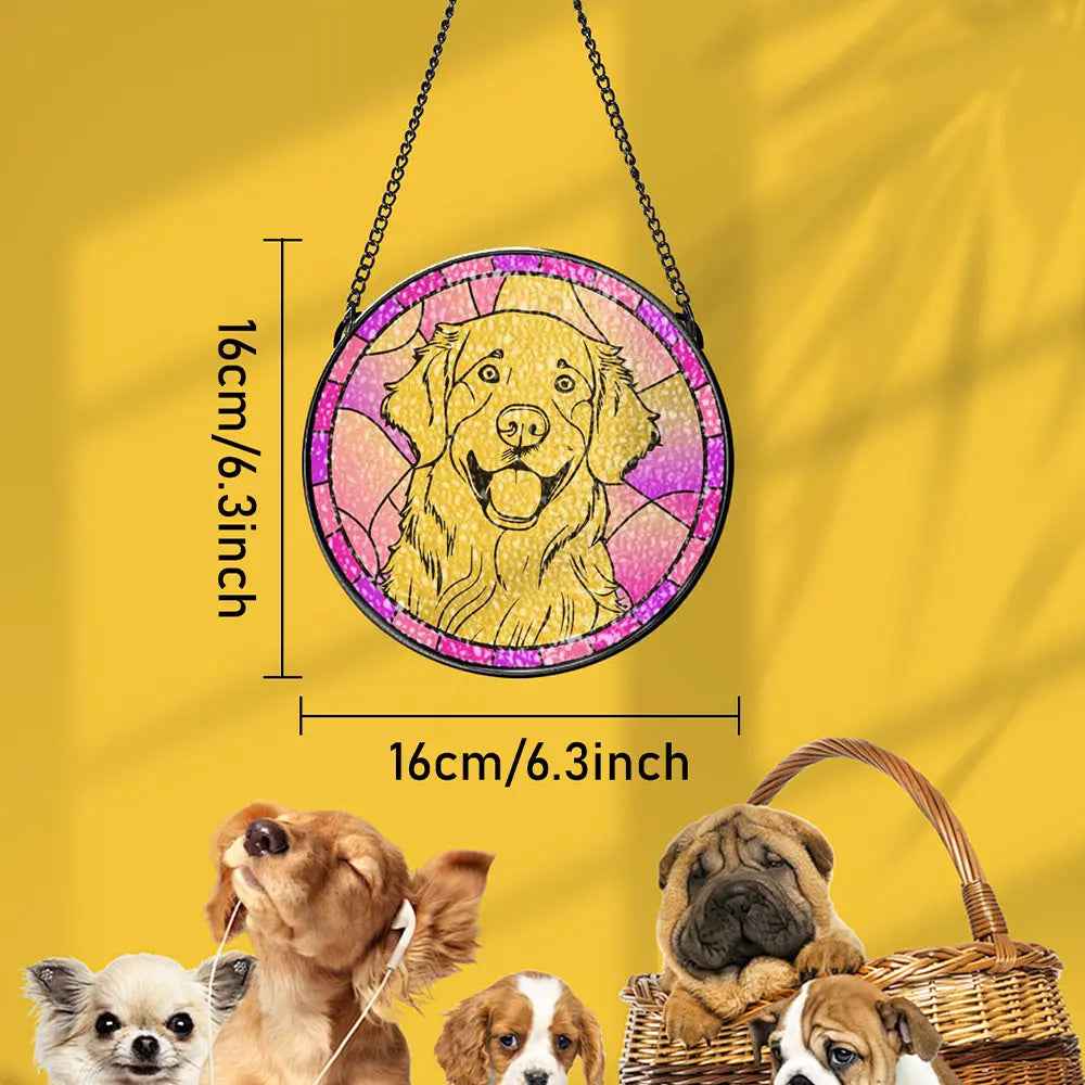 Personalised Pet Portrait Suncatcher - Stained Glass Remembrance Gift for Pet Lovers