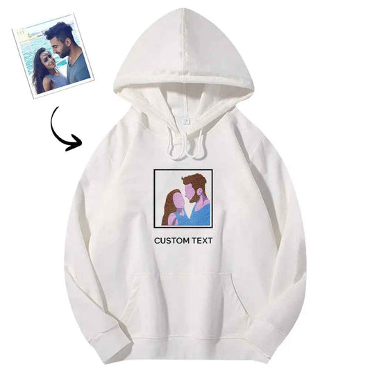 Personalised Photo & Text Embroidered Hoodie - Custom Fit Trendy Gift for All Occasions