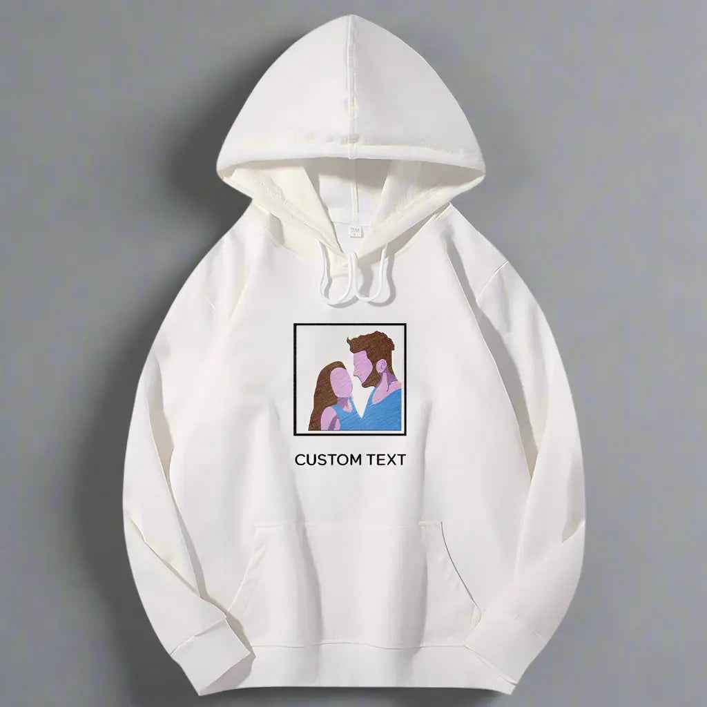 Personalised Photo & Text Embroidered Hoodie - Custom Fit Trendy Gift for All Occasions