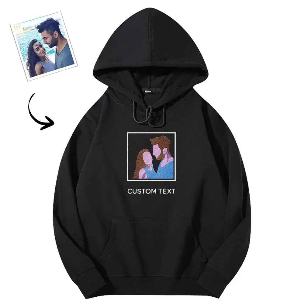 Personalised Photo & Text Embroidered Hoodie - Custom Fit Trendy Gift for All Occasions