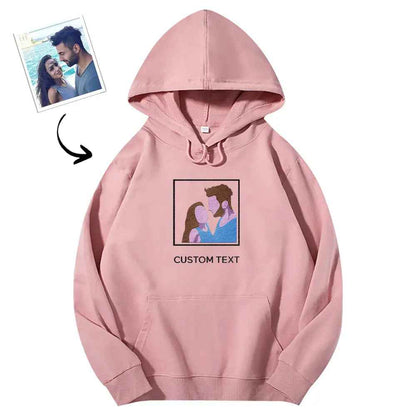 Personalised Photo & Text Embroidered Hoodie - Custom Fit Trendy Gift for All Occasions
