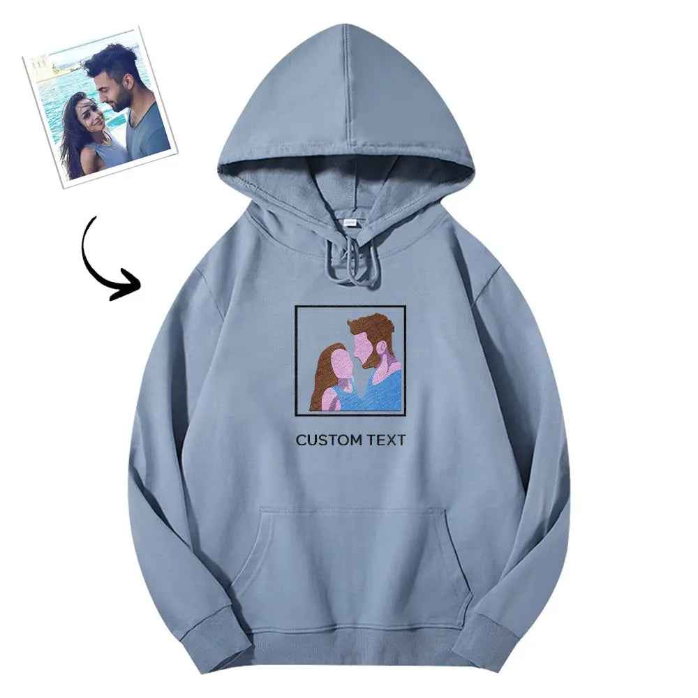 Personalised Photo & Text Embroidered Hoodie - Custom Fit Trendy Gift for All Occasions