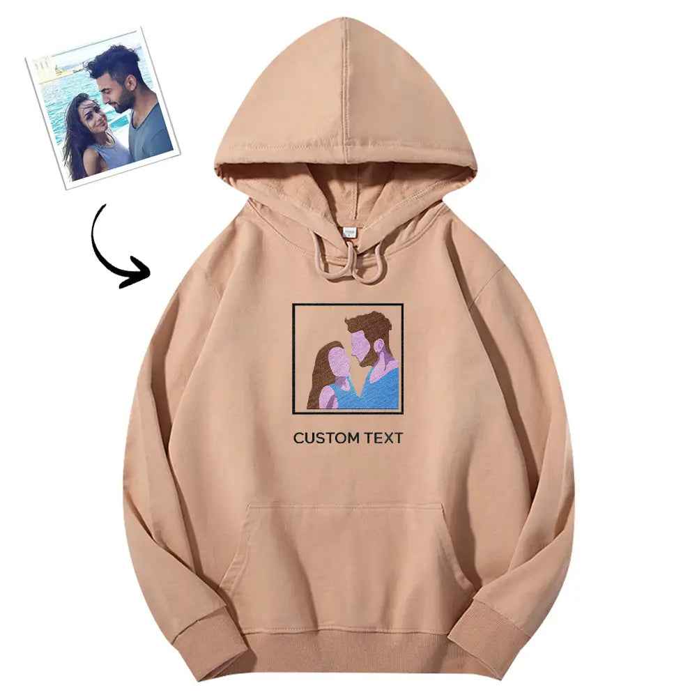 Personalised Photo & Text Embroidered Hoodie - Custom Fit Trendy Gift for All Occasions