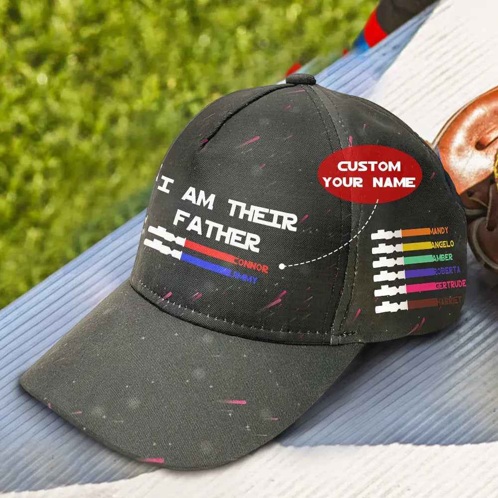 Unique Lightsaber Baseball Cap - Personalised 'I Am Their Father' Gift for Dad - Fathers Day Gift