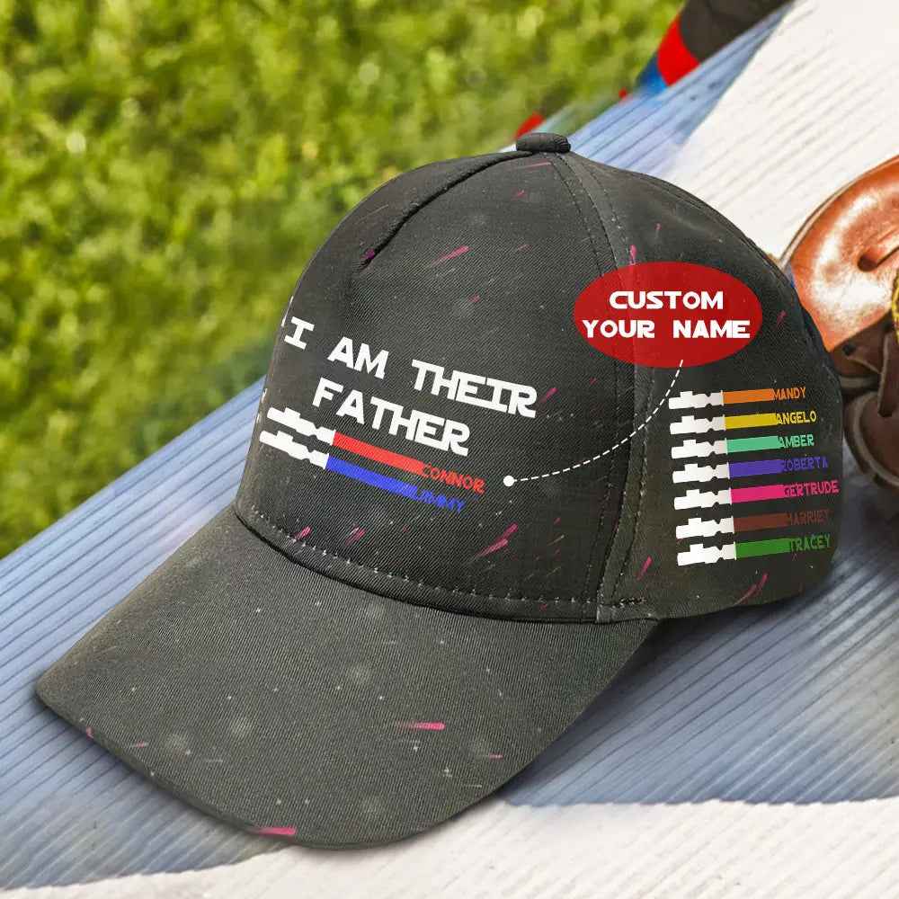 Unique Lightsaber Baseball Cap - Personalised 'I Am Their Father' Gift for Dad - Fathers Day Gift