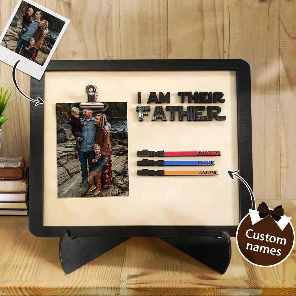 Unique 'I Am Their Father' Wooden Sign - Personalised Lightsaber Gift for Dad