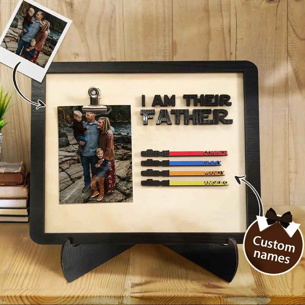 Unique 'I Am Their Father' Wooden Sign - Personalised Lightsaber Gift for Dad