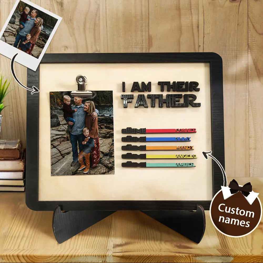 Unique 'I Am Their Father' Wooden Sign - Personalised Lightsaber Gift for Dad