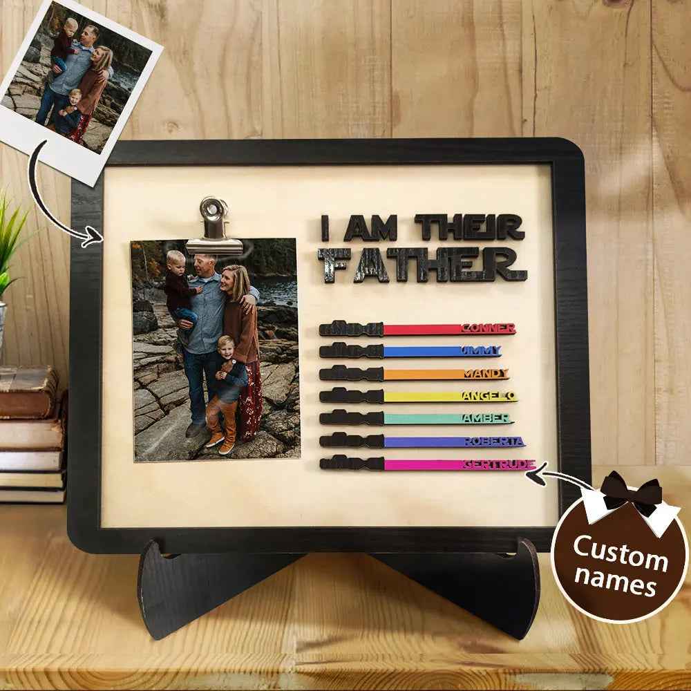 Unique 'I Am Their Father' Wooden Sign - Personalised Lightsaber Gift for Dad