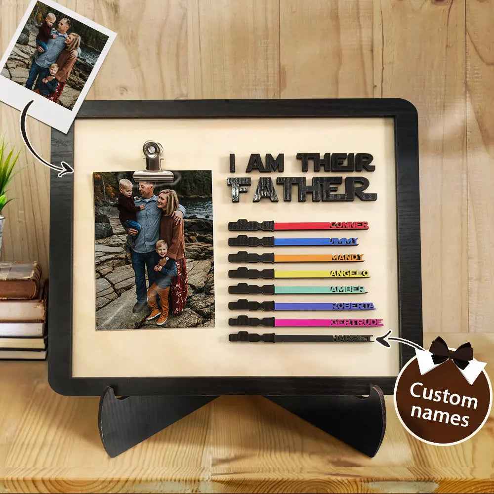 Unique 'I Am Their Father' Wooden Sign - Personalised Lightsaber Gift for Dad