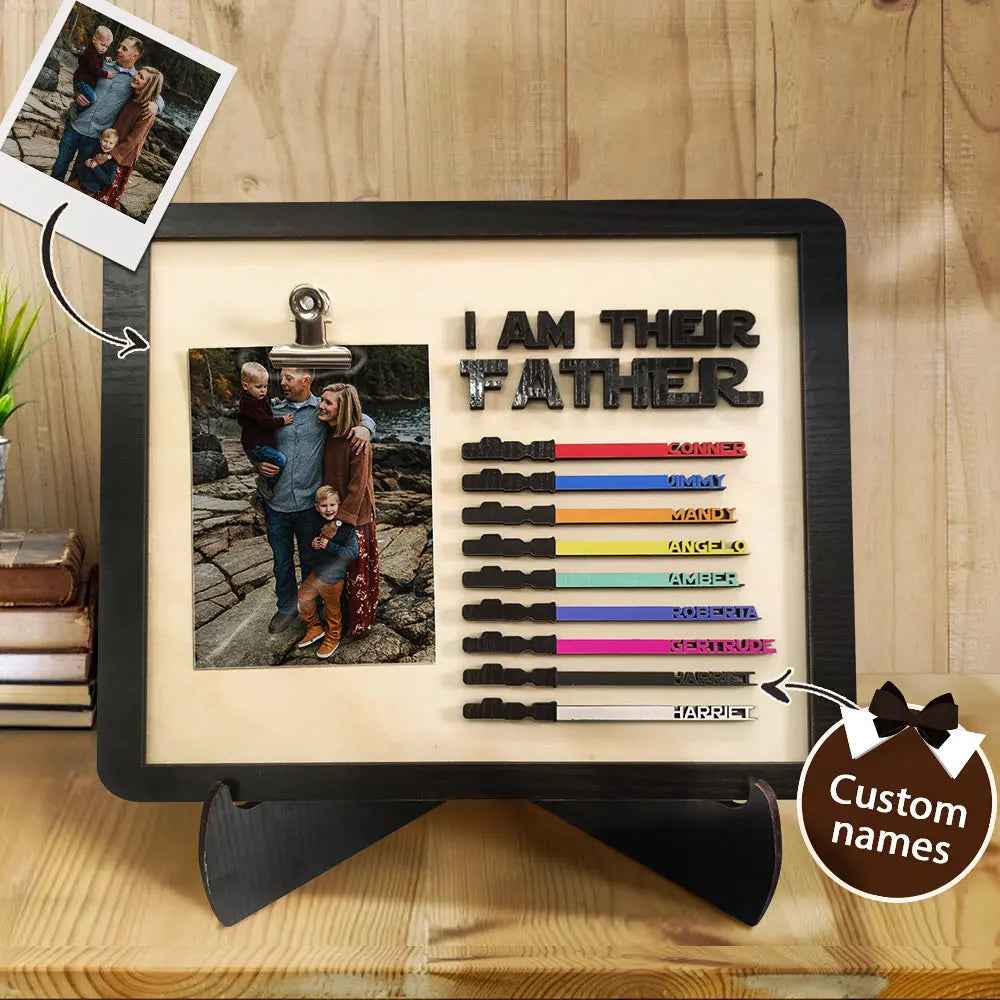 Unique 'I Am Their Father' Wooden Sign - Personalised Lightsaber Gift for Dad